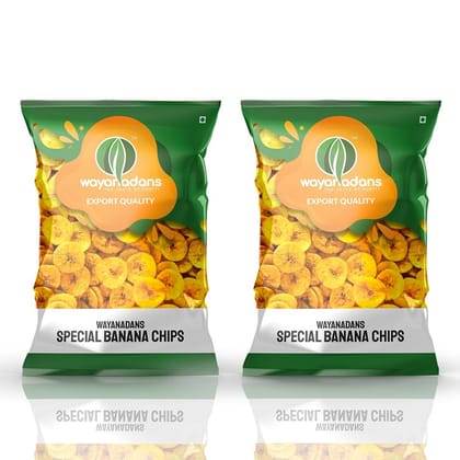 WAYANADANS Kerala Banana Chips - Thin, Crunchy, and Crispy Snacks Made with Coconut Oil - Authentic Taste of Kerala 125gm (Pack of Two)