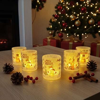 Coral Tree LED Christmas Printed Candle Lights Set of 4/5