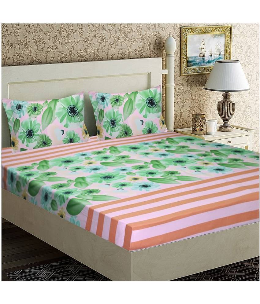 Home Candy Microfibre Double Bedsheet ( Green )