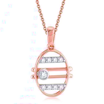 Senco Gold Lucky Oval Diamond Pendant (1.6 gram / 0.13 Ct / HI-SI / 18K Rose Gold)