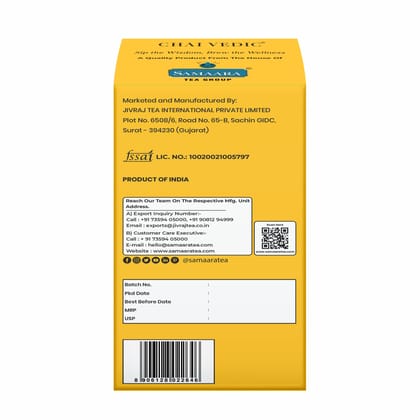 Chai Vedic Ginger Honey Herbal Infusion Tea, Soothing Blend with Lemongrass, Licorice and Fennel, 20 Tea Bags