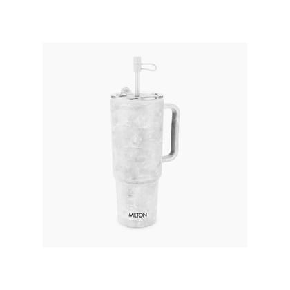 MILTON Puris 1200 Plastic Water Tumbler | 2-in1 Lid Sip or Gulp | Crystal Clear BPA Free-Food Grade | Sturdy Handle | Large Travel Mug for Gym, Office & Outdoor Use, 1200 ml, White