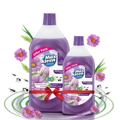 Maxkleen 2in1-975ml+500ml free + Insect Repellent with Natural Oils,Disinfectant Surface & Floor Cleaner Liquid, | Suitable For All Floor Cleaner Mops | Kills 99.9% Germs| Safe for Kids & Pets