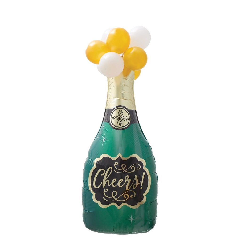 LARGE SHAPE CHAMPAGNE CHEERS BALLOON W/LATEX 43" - Party and Festive Needs | Buy online on ZillyBuy