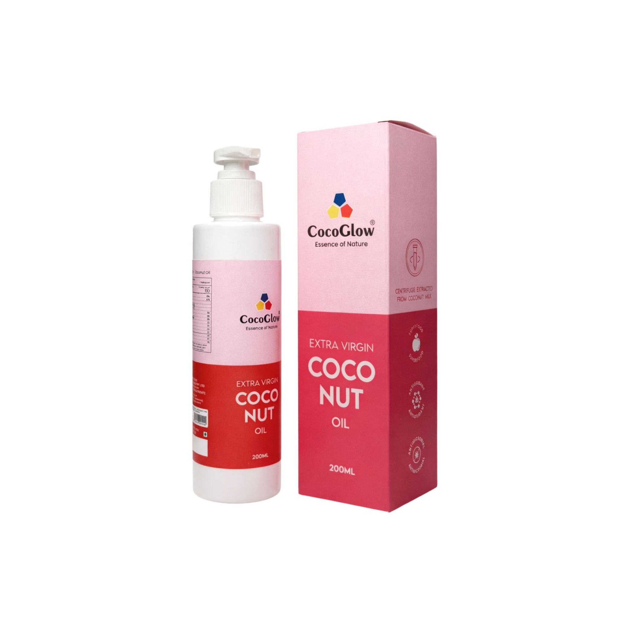 CocoGlow Extra Virgin Coconut Oil Wood Pressed Kacchi Ghani 100% Pure Natural 200ml