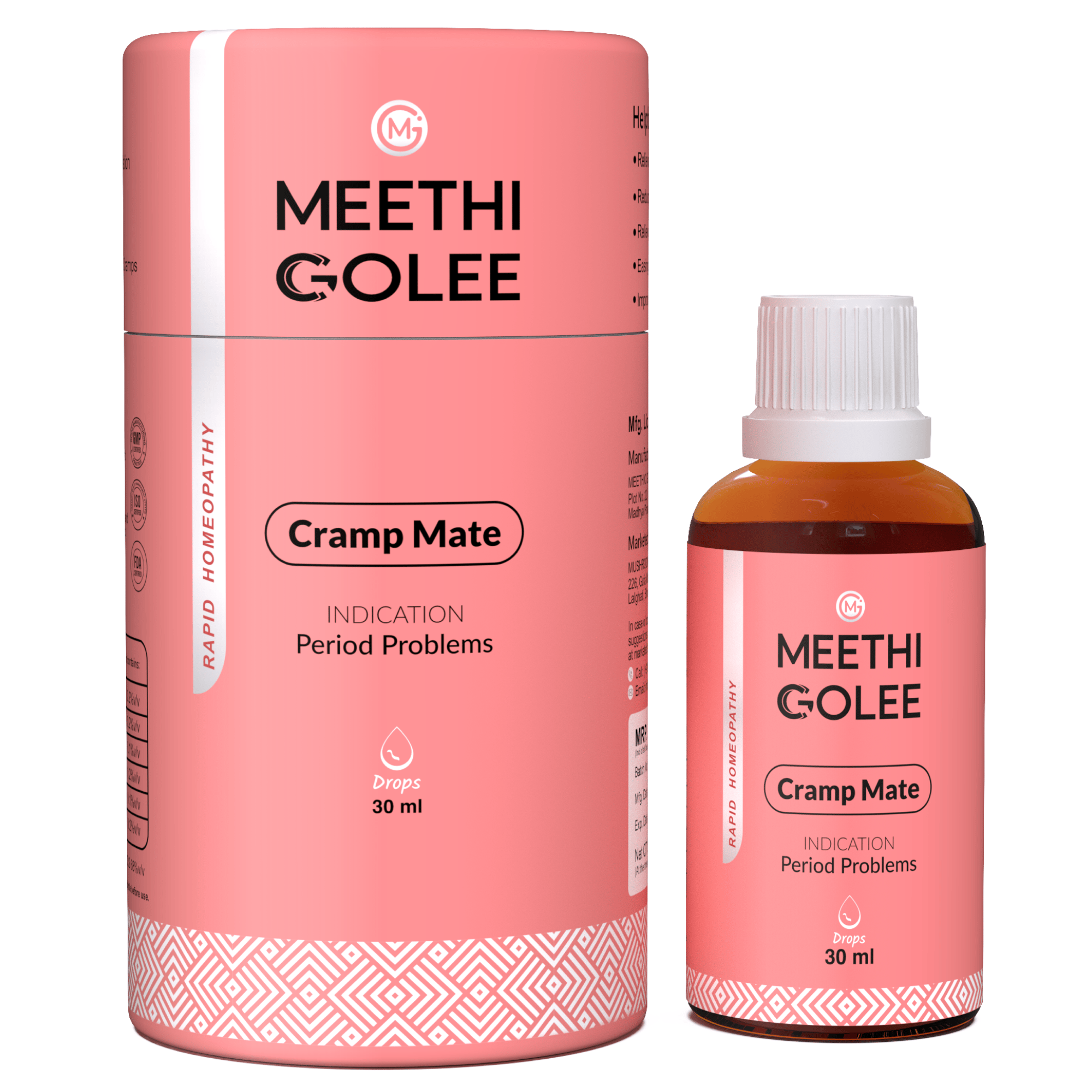 Crampmate Homeopathic Oral Drops for Hormonal Balance, PCOS & PCOD Support – Period Pain Relief, Menstrual Cramp Comfort, PMS Mood Support, Bloating Relief – Women’s Health Care Formula – 30ml