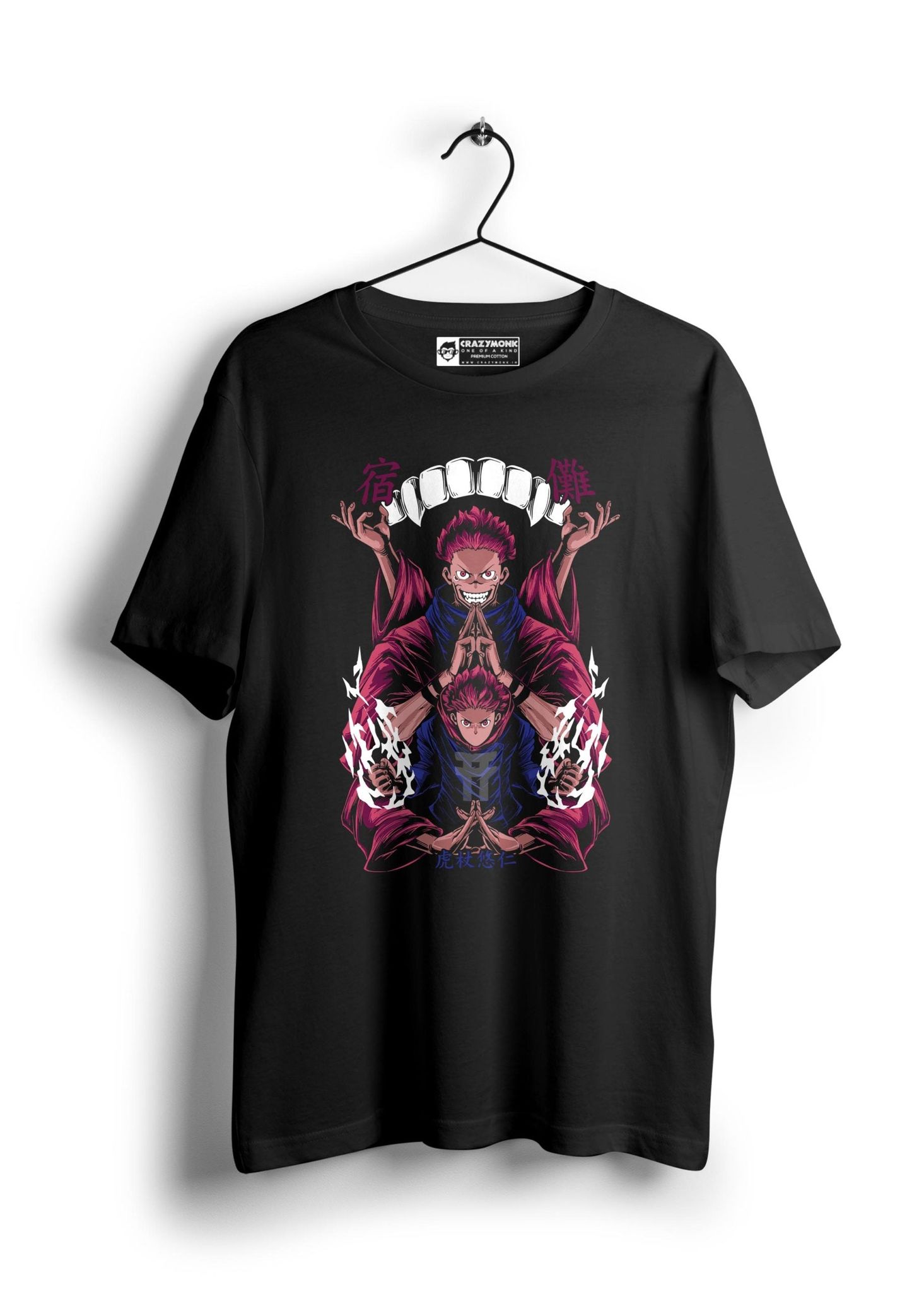 Sukuna X Itadori Jujutsu Kaisen Half Sleeve-BLACK / S
