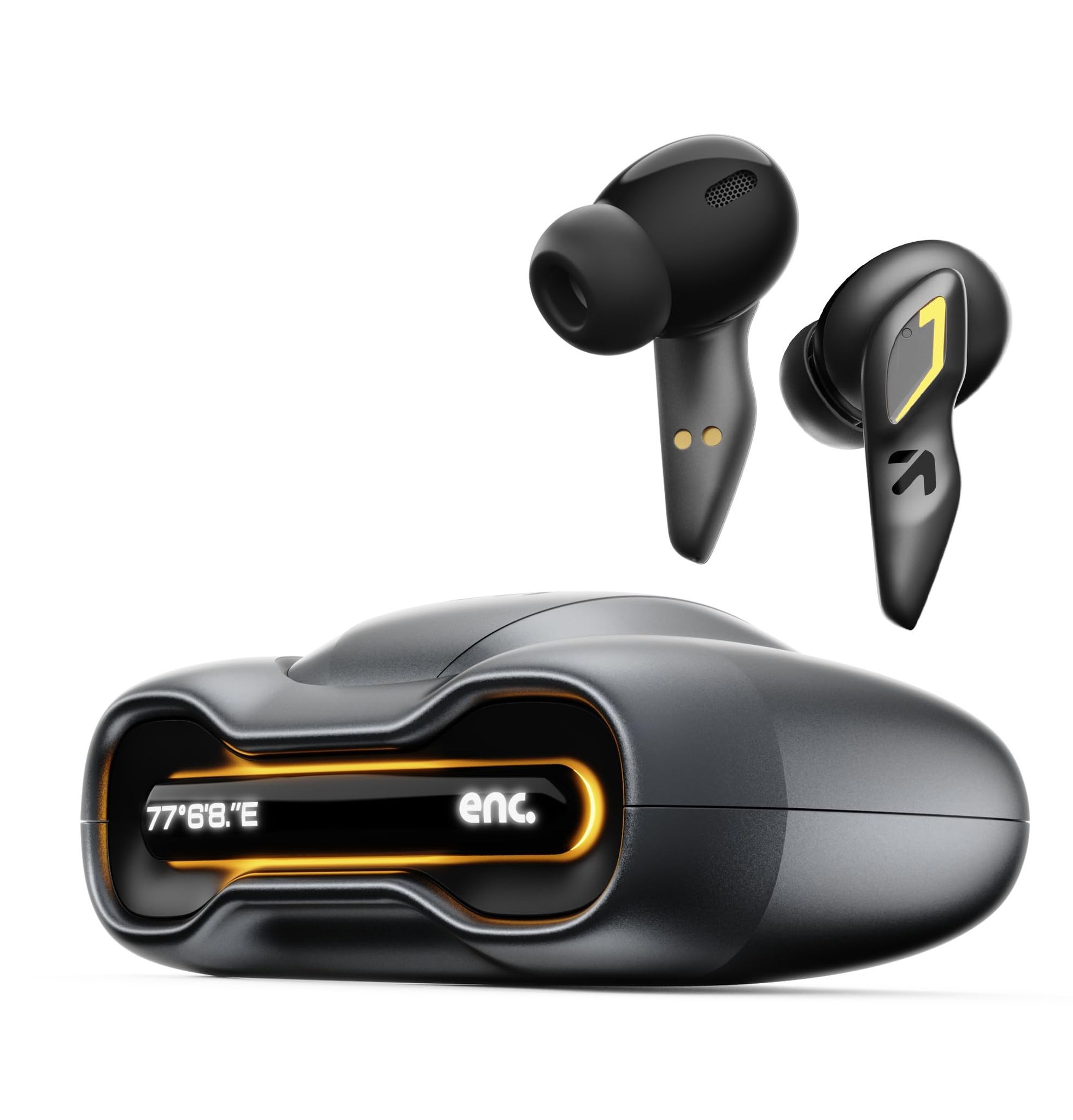 GOBOULT Astra with 48H Playtime, Built-in App Support, 45ms Low Latency Gaming, 4 Mics ENC, Breathing LEDs, 13mm Bass Drivers, TWS Ear Buds, Made in India (Smoky Metal)