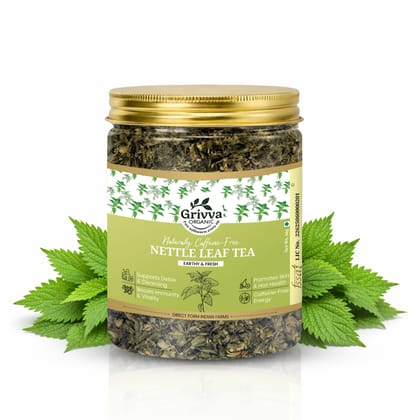 GRIVVA ORGANIC - Nettle Leaf Tea - 50 g | From Devbhoomi Uttarakhand | 100% Pure & Natural | Detox & Immunity Booster Herbal Tea | Caffeine-Free | Rich in Iron, Calcium & Antioxidants | Reusable Jar