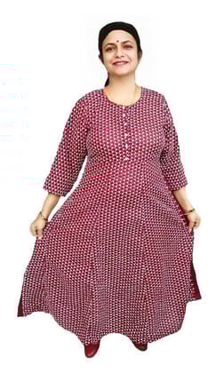 Women's Cotton Chikan Embroidered Kurta | Size M | Flared Anarkali Kurti |