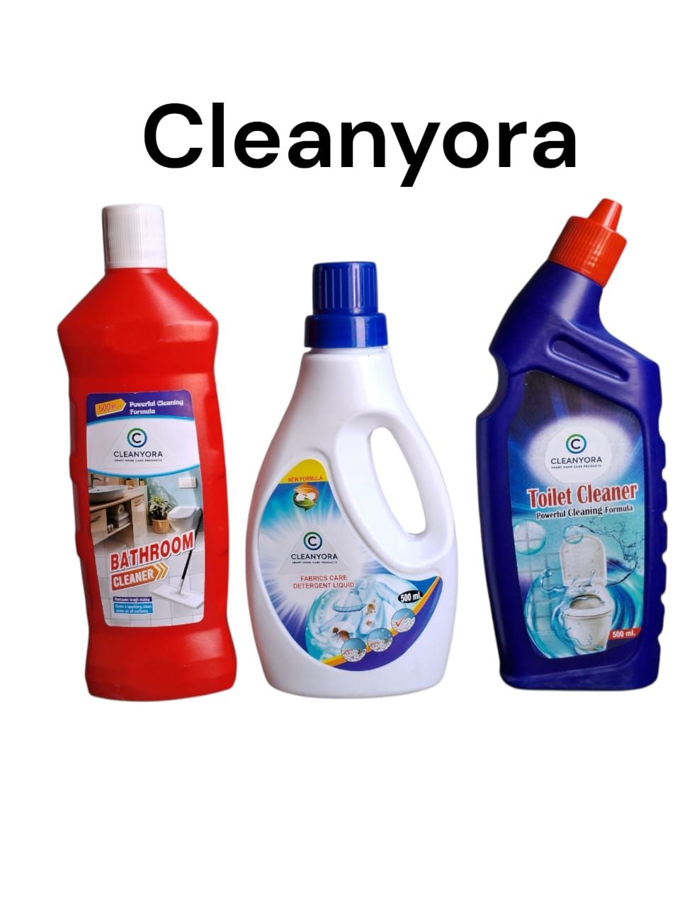 Cleanyora Bathroom Cleaner, Detergent Liquid, and Toilet Cleaner Combo, 500ml Each
