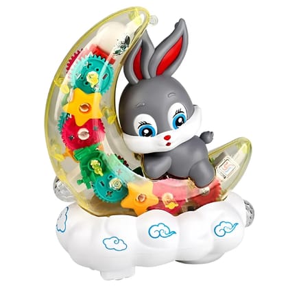 KTRS Enterprise Gear Moon Rabbit Toy Car Durable Flashing Moon Rabbit Shaped Car Toy for Kids Christmas Birthday Gifts 3D LED Lights, Music & Bump-and-Go Action