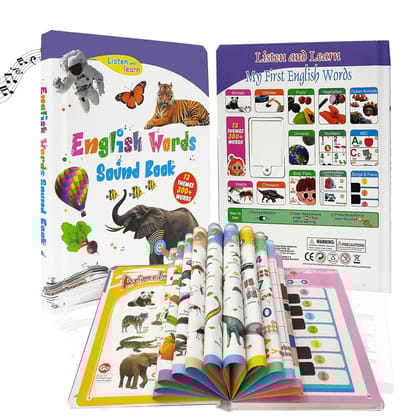 English Words Sound Book for Kids and Children, Interactive Talking Early Learning with 300+ Words, 13 Themes, Musical and Audio Features, Educational for Toddlers and Preschooler