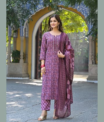 Vaamsi Rayon Printed Kurti With Pants Women's Stitched Salwar Suit - Pink ( Pack of 1 )