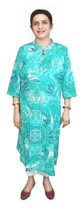 Women's Cotton Printed Straight Kurta | Size L | Collar Neck Kurti|