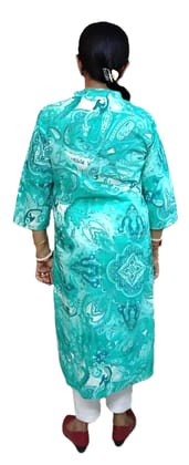 Women's Cotton Printed Straight Kurta | Size L | Collar Neck Kurti|