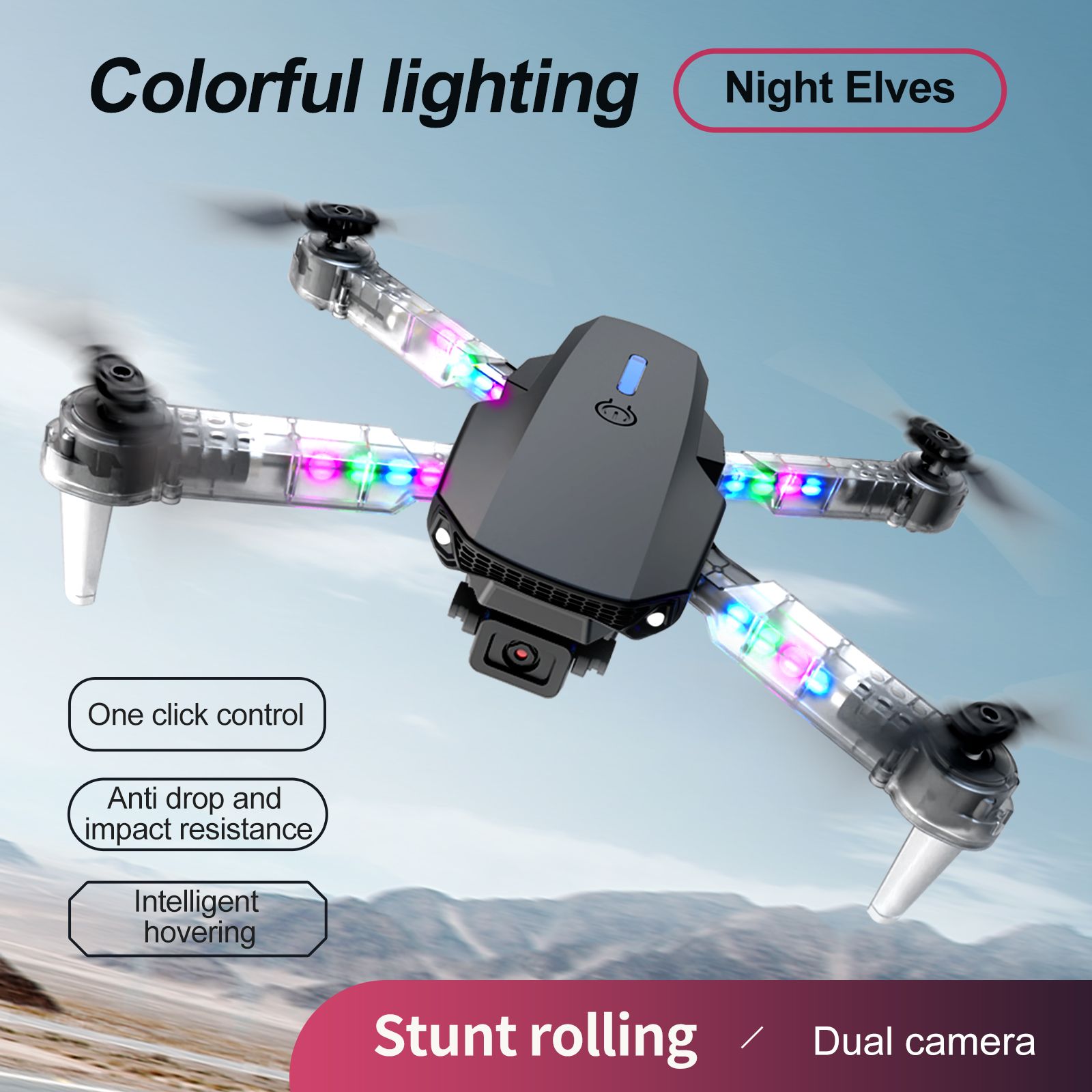 E88 D MAX Pro Light Arms Drone with 4K HD Dual Camera | Double Battery | Foldable RC Quadcopter | Altitude Hold | Headless Mode | 360° Flip | LED Lights | with Bag & Accessories