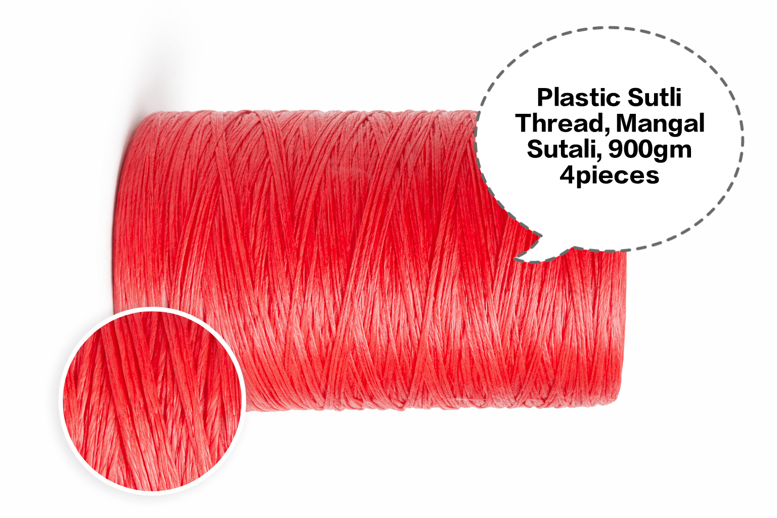 Plastic Sutli Thread, Mangal Sutali, PP Packing Twine, Polypropylene Packing Thread, Plastic Packing Sutli  900gm 4pieces