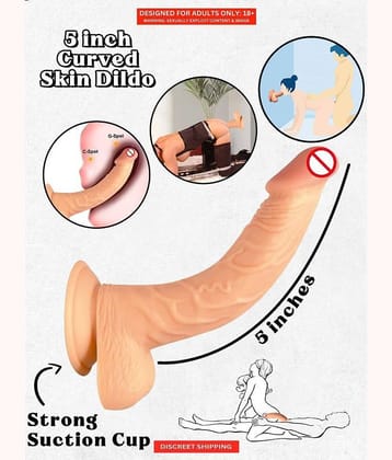 KAMAHOUSE PREMIUM QUALITY REALISTIC 5 INCH PINKHEAD CUR_VED STRONG SUCTION DILDO FOR WOMEN