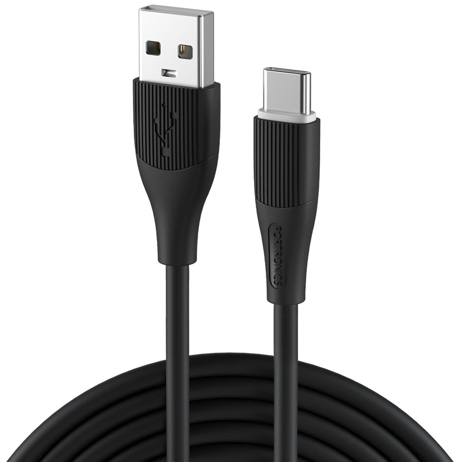 Portronics Silklink 3A USB A to Type C Fast Charging & Data Sync cable for Type C Smartphone, Premium Silicon cable, 1M (Black)