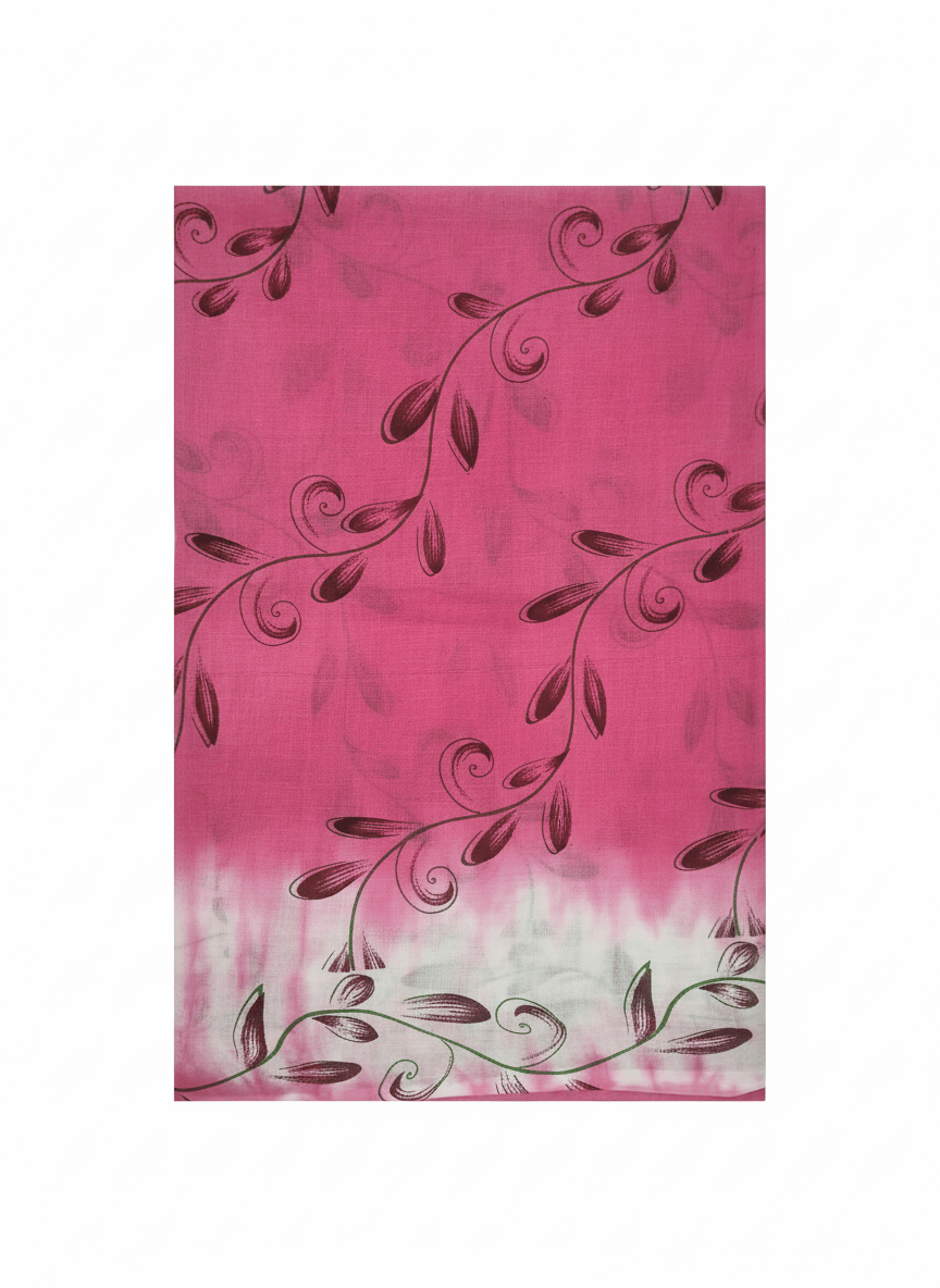 Pink Floral Print cotton saree