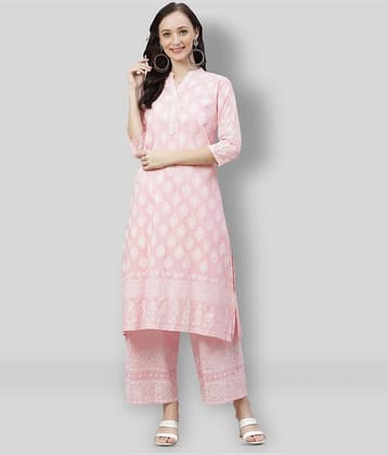 Divena - Pink Straight Cotton Women's Stitched Salwar Suit ( Pack of 1 )