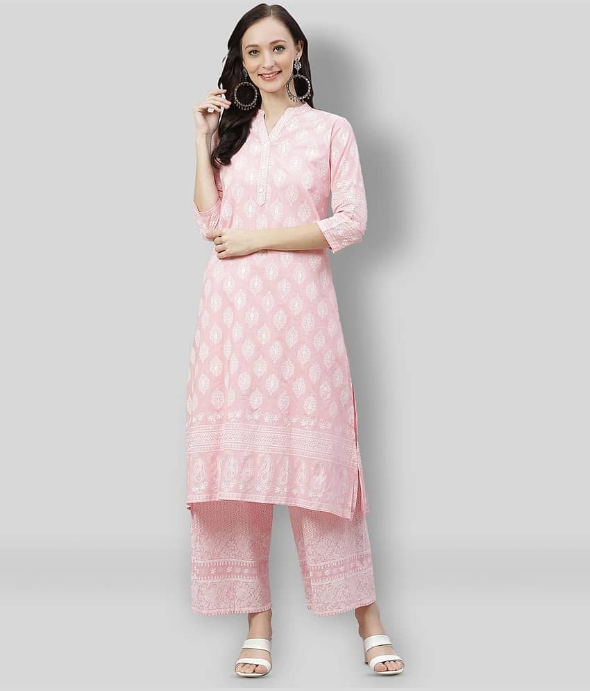Divena - Pink Straight Cotton Women's Stitched Salwar Suit ( Pack of 1 )