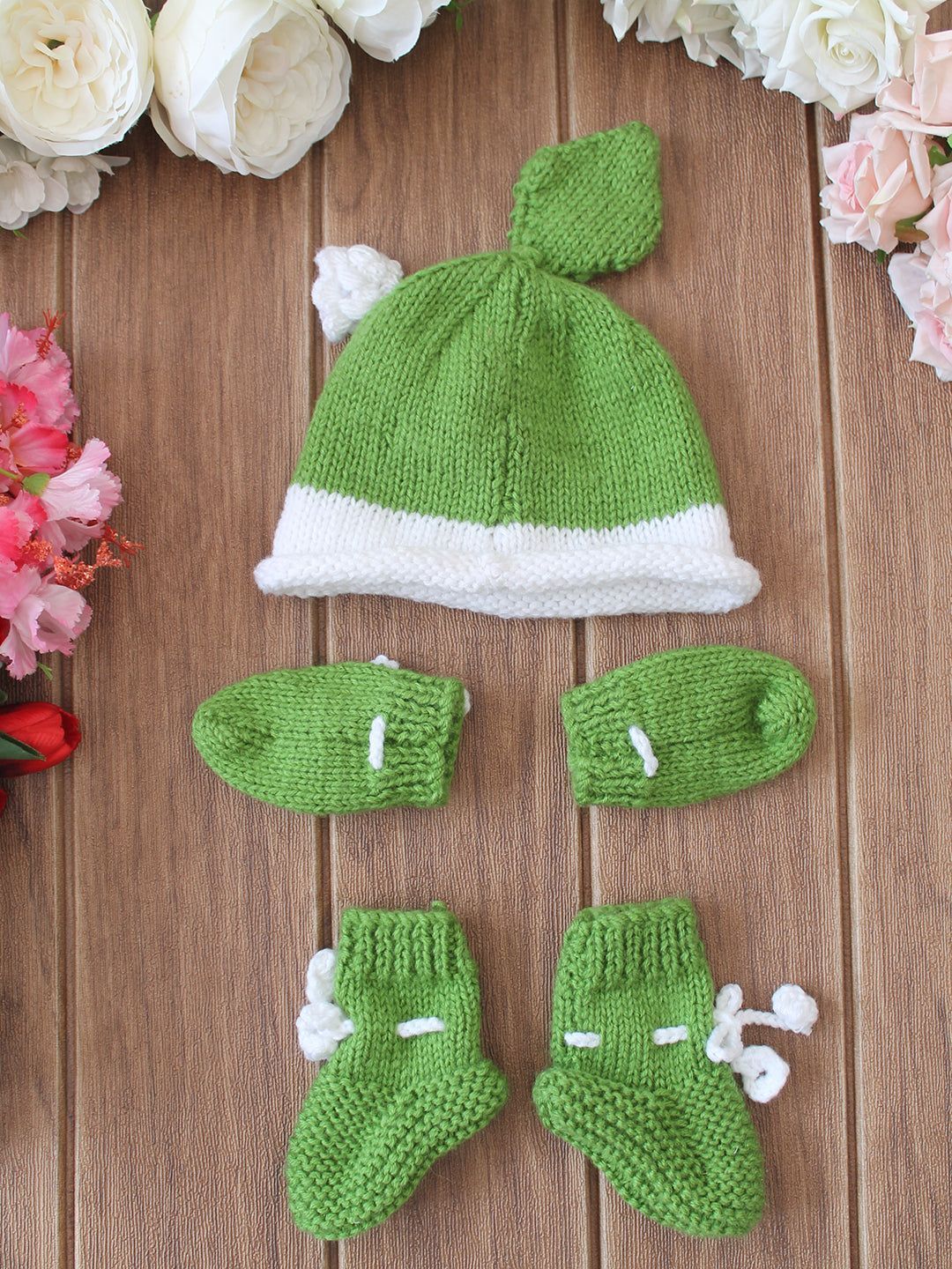 Baby Cap & Mitten Set for Newborn (0–3 Months) | Soft Cotton Combo Set