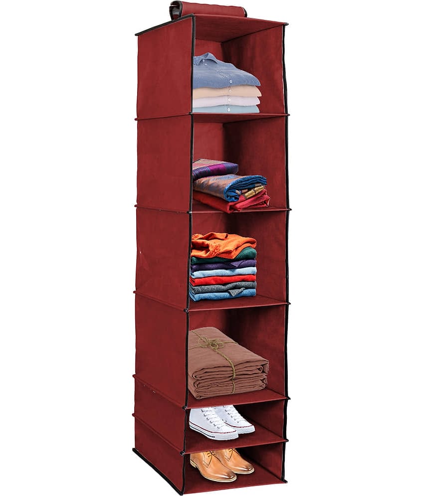 PrettyKrafts 6 Tiers Clothes Hanging Organizer, Wardrobe for Regular Garments, Shoes Storage Cupboard, Hanger Bag-