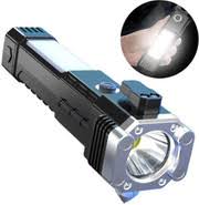 LED 3W Hammer Torch Light Rechargeable Torch Flashlight,Long Distance Beam Range Car Rescue Torch with Hammer Window Glass and Seat Belt Cutter Built (Pack of 1)