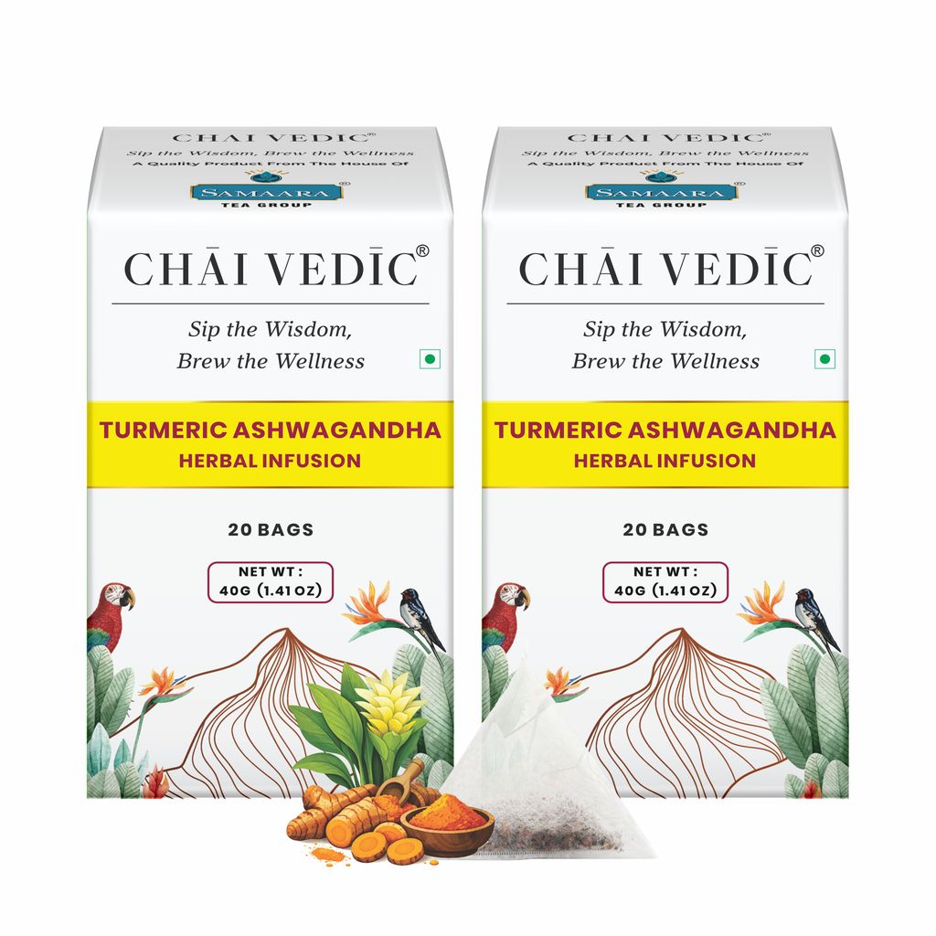 Chai Vedic | Turmeric Ashwagandha Herbal Infusion Tea | Tea Bags| Tea Powder