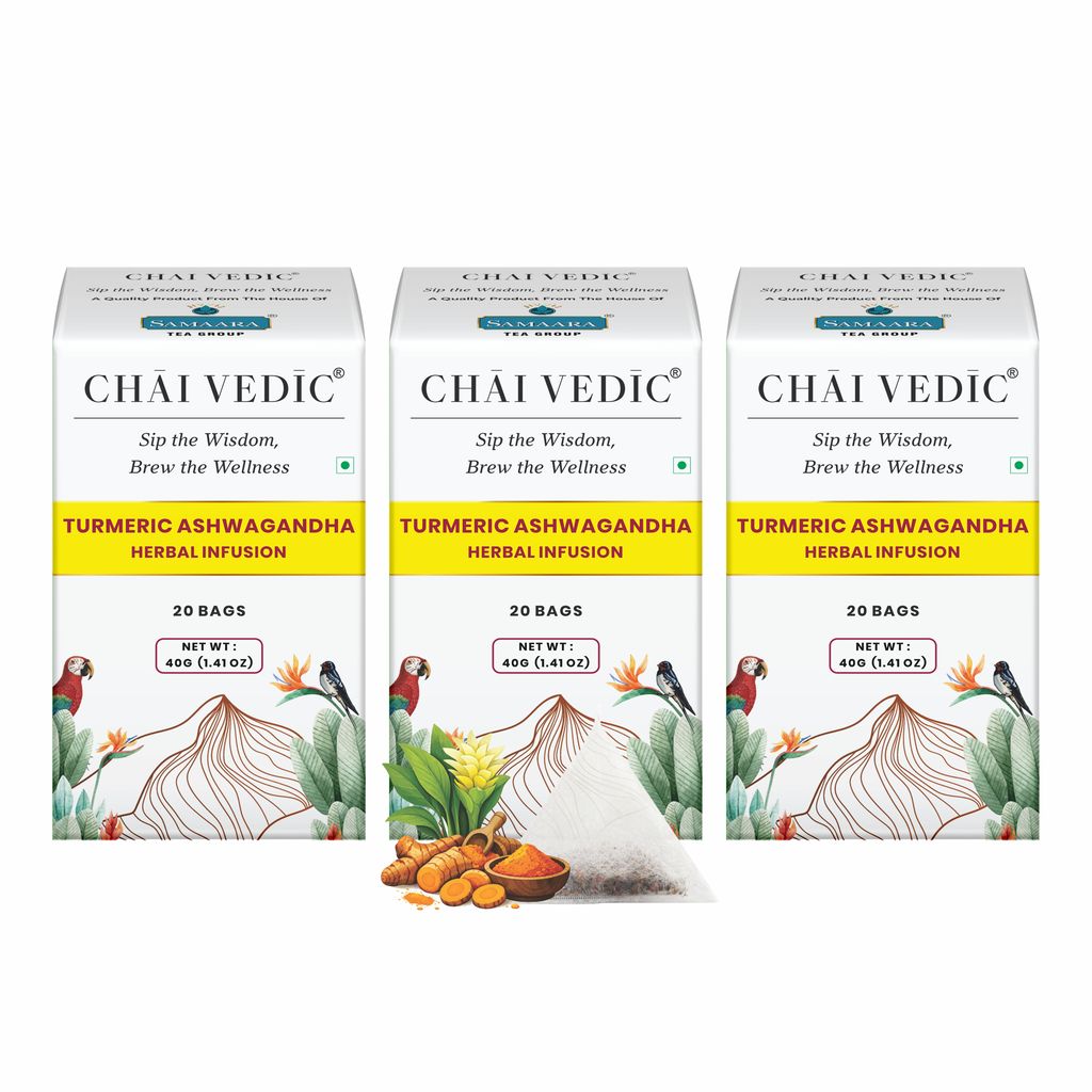 Chai Vedic | Turmeric Ashwagandha Herbal Infusion Tea | Tea Bags| Tea Powder