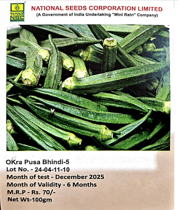 NSC Bhindi, Pusa-5, 100gm of TL seed NSC Bhindi, Pusa-5, 100gm of TL seed