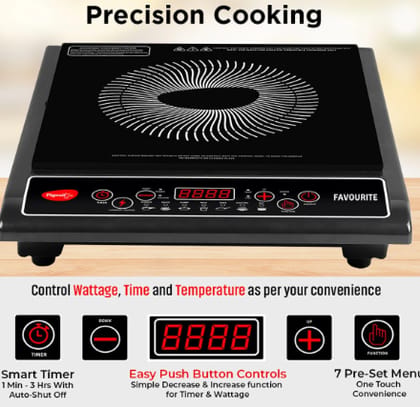 Pigeon 1800 W Induction Cooktop Push Button (Black, Favourite)