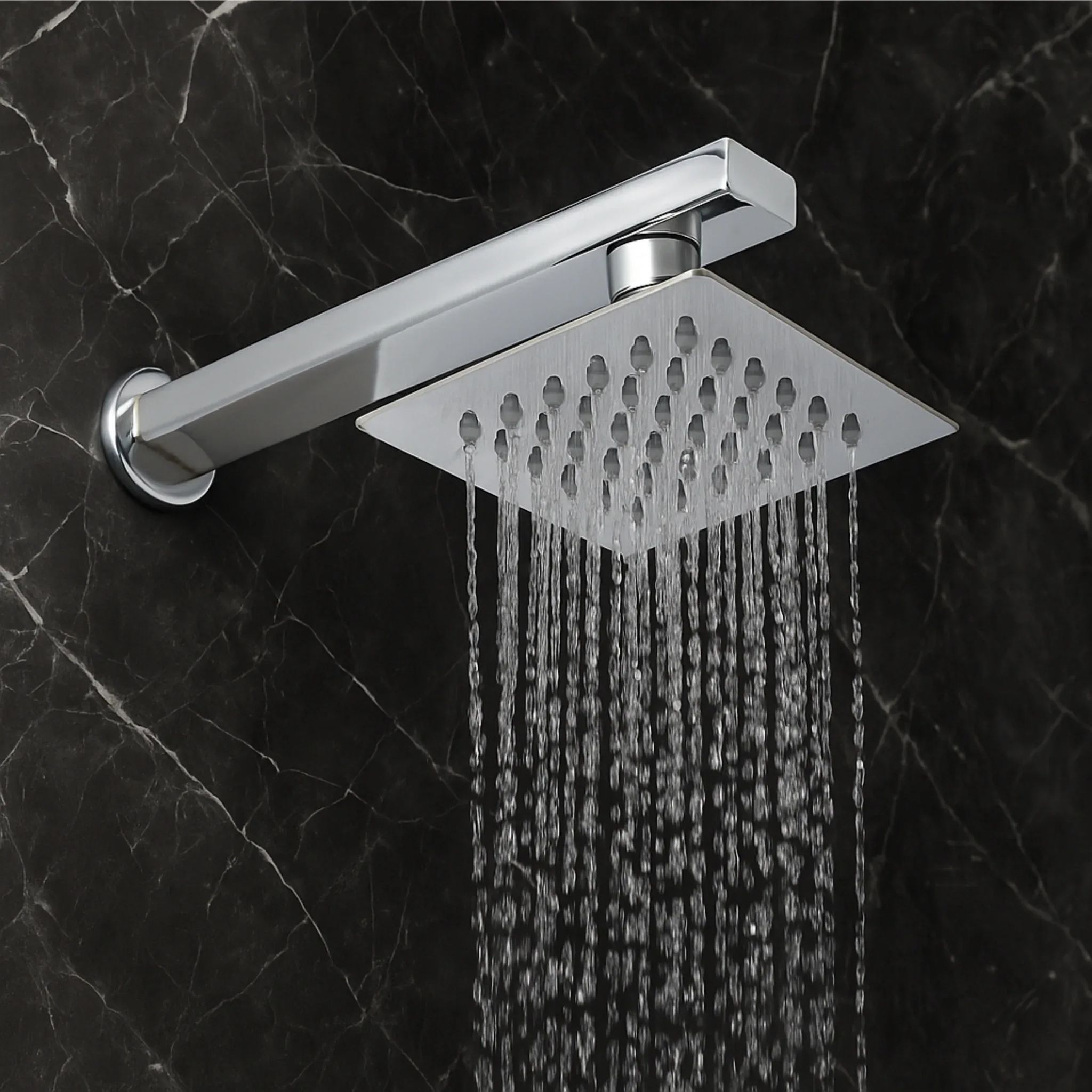 Ultra (4x4 Inches) 304- Grade Stainless Steel Chrome Finish Overhead Shower With Arm (9 Inch)