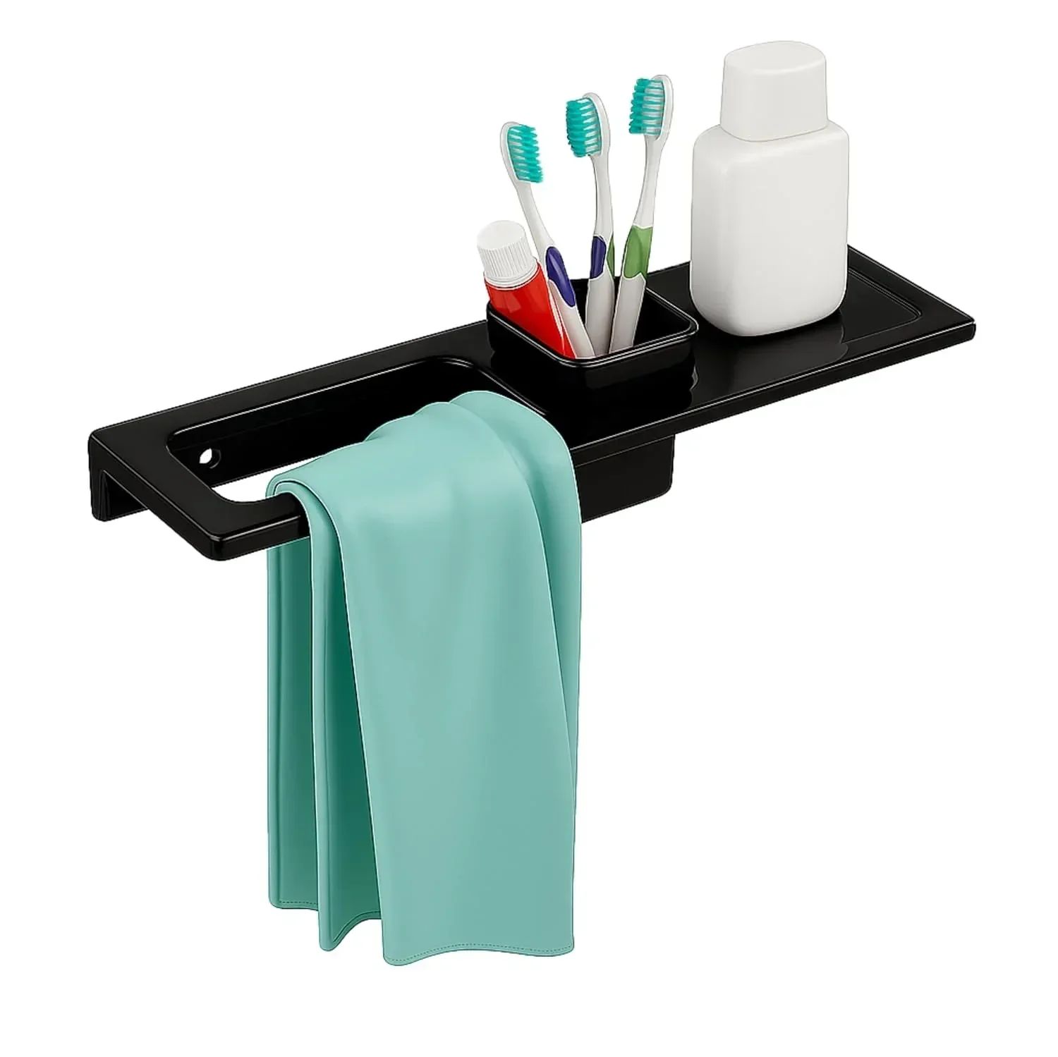 Ceramic Towel Ring & Brush Holder Glossy Black (RB-128)