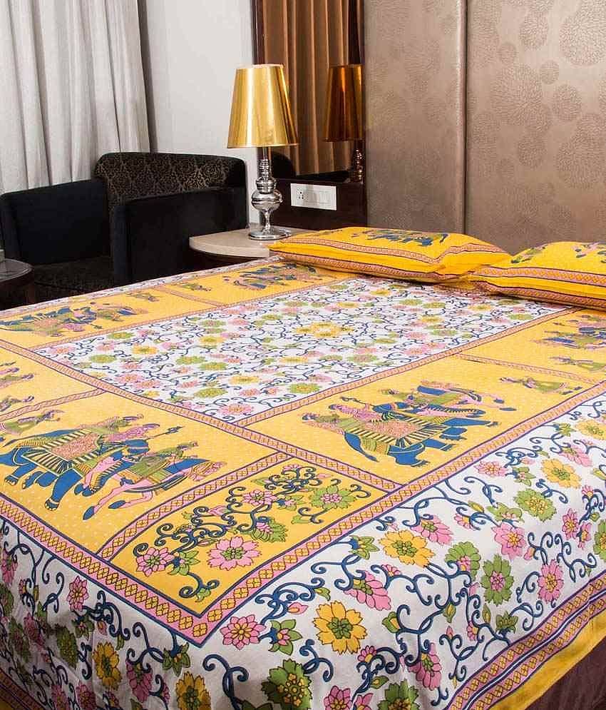 Uniqchoice Cotton Double Bedsheet ( Multi )