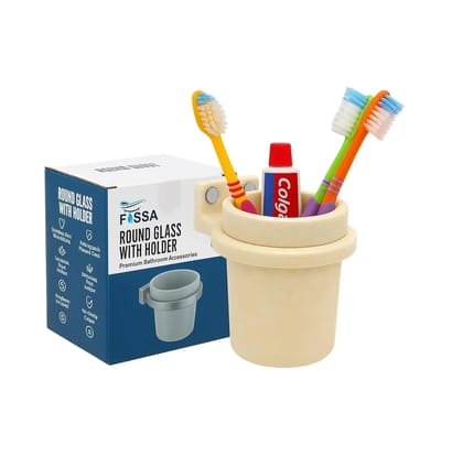 Ivory Brush Holder Unbreakable Abs Round Ceramic Finish (RM-123) Ivory Brush Holder Unbreakable Abs Round Ceramic Finish (RM-123)