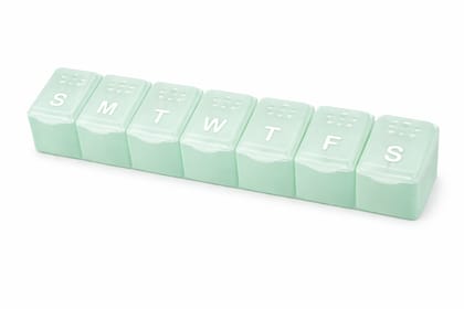 Weekly Pill Organizer 7 Day Medication Container Mint Green