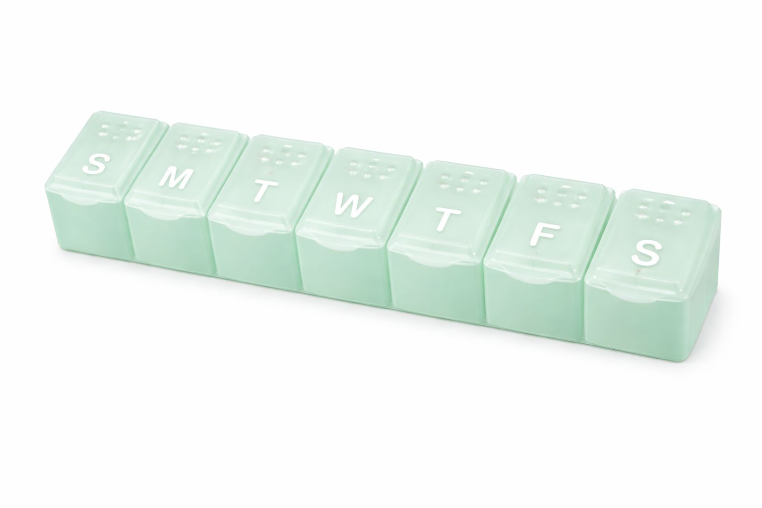 Weekly Pill Organizer 7 Day Medication Container Mint Green