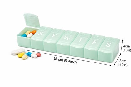 Weekly Pill Organizer 7 Day Medication Container Mint Green