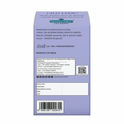 Chai Vedic Butterfly Pea Flower and Ashwagandha Herbal Infusion Tea, Clarity Blend, Tea Bags