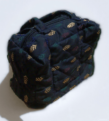 Black Quilted Floral Travel Pouch