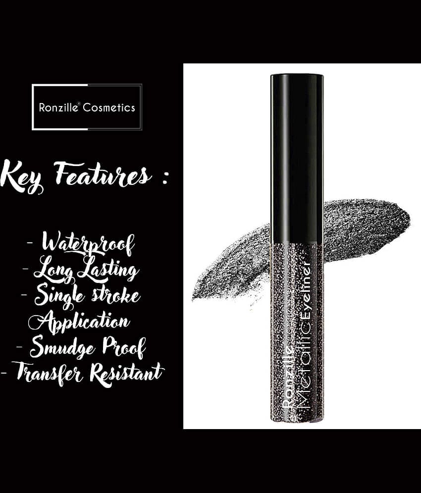 Ronzille Shimmer Metallic Liquid Glitter Eyeliner (Silver ,20 ml)