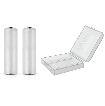 AAA to AA Battery Converter Adapter Sleeves – Converts AAA Batteries to AA Size | Reusable Battery Holders for Remote, Toys, Clock & More (Pack of 2 with 4 slot Box)