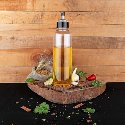 Oil Dispenser Transparent Plastic Bottle 1 Liter | Kitchen Cooking Oil Pourer with Easy Grip