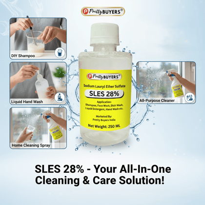 SLES Sodium Lauryl Ether Sulphate - Soap Making Supplies, Personal Care Foaming Detergent Product 250MLx1