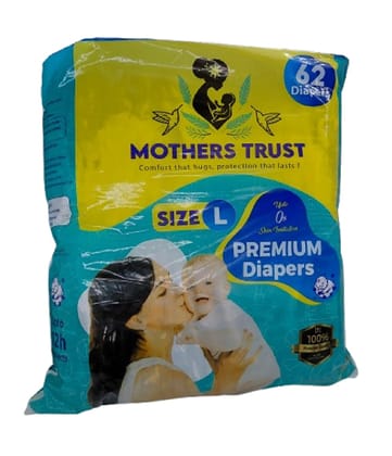Premium Baby Diapers Pack of 62 Diapers (Size-L ,Pant Style, 9-14 Kg)