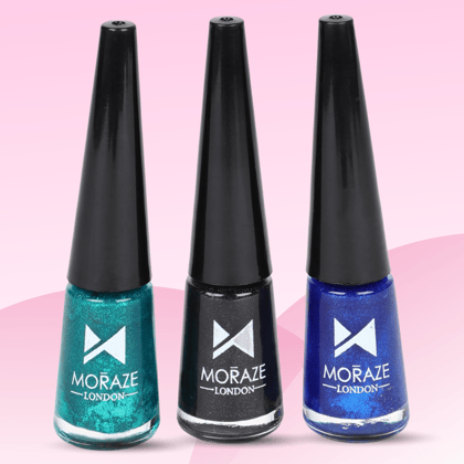 3 Glamorous Glittery Eyeliners Kit  (Green, Black, Blue)