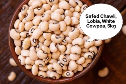 Safed Chawli, Lobia, White Cowpea, Black Eyed Beans, Chawli Beans 5kg